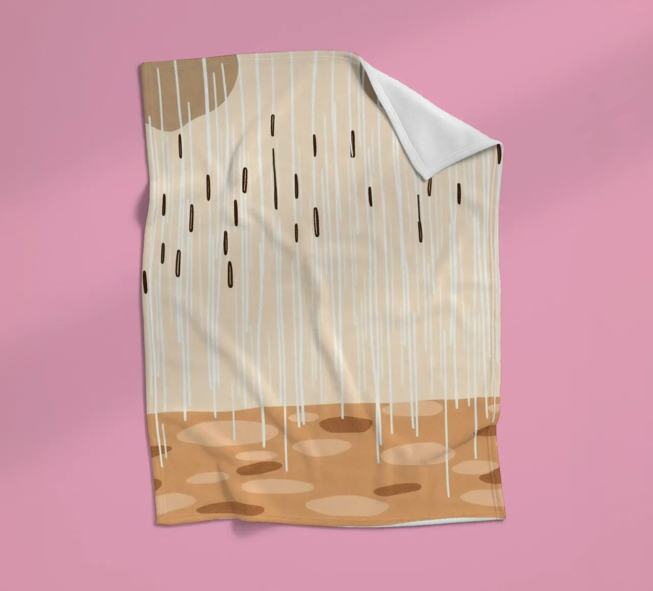 rain falling on a brown ground with sparse clouds fleece blanket by DesignDoodle