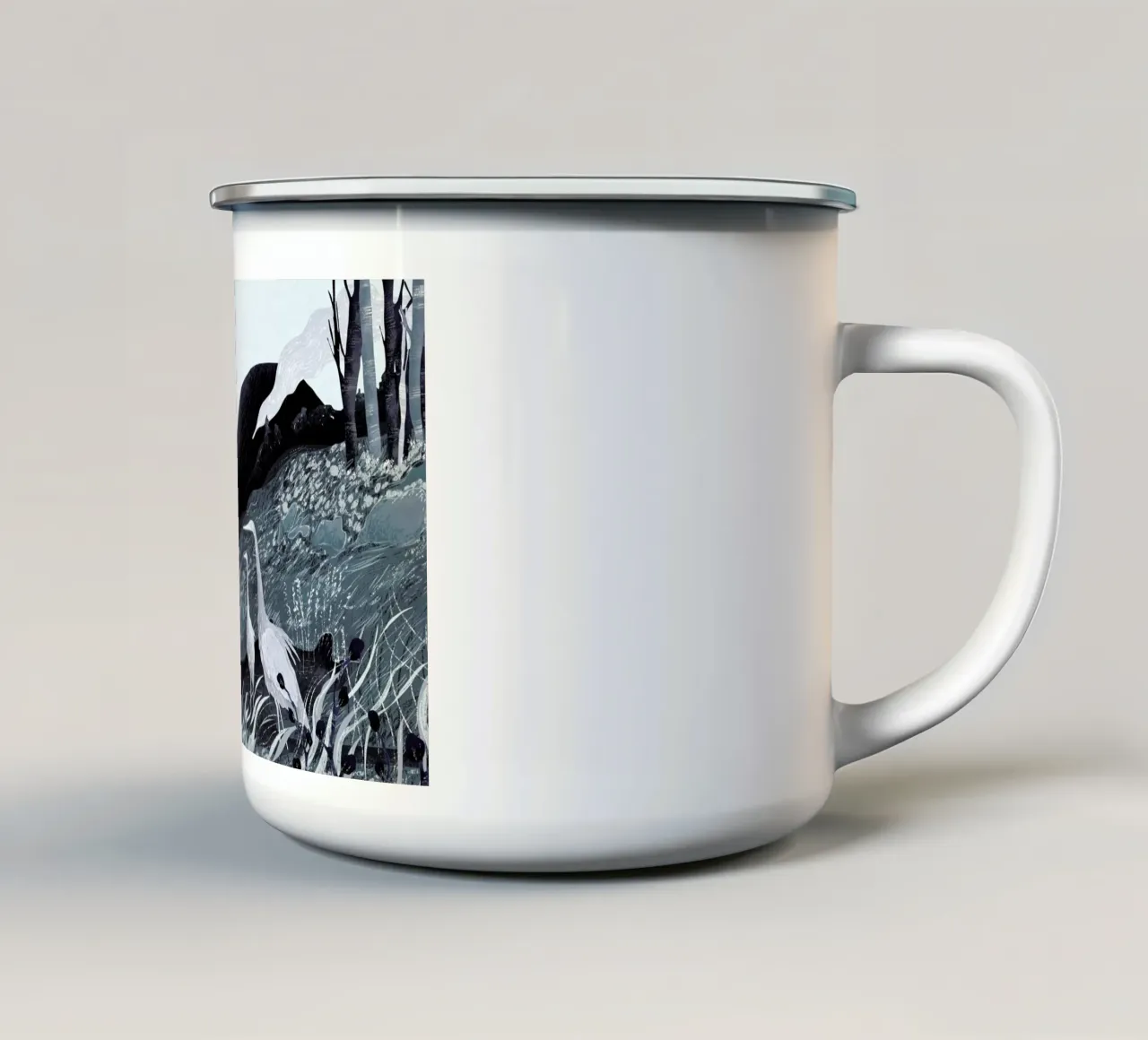 Winter enamel mug by Amalia Restrepo