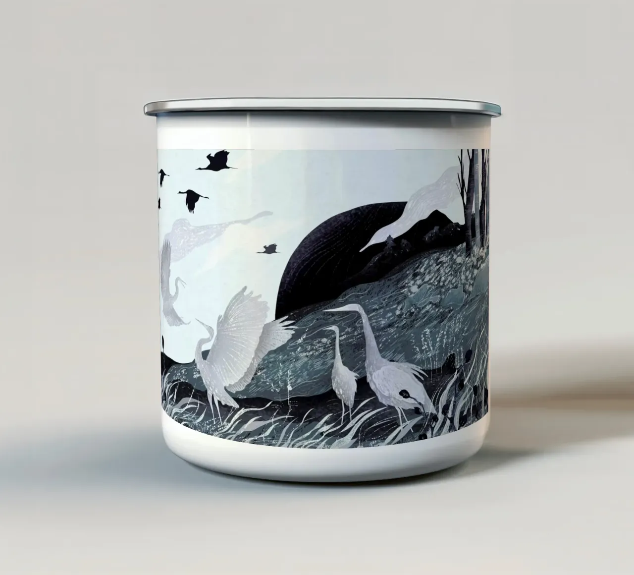Winter enamel mug by Amalia Restrepo