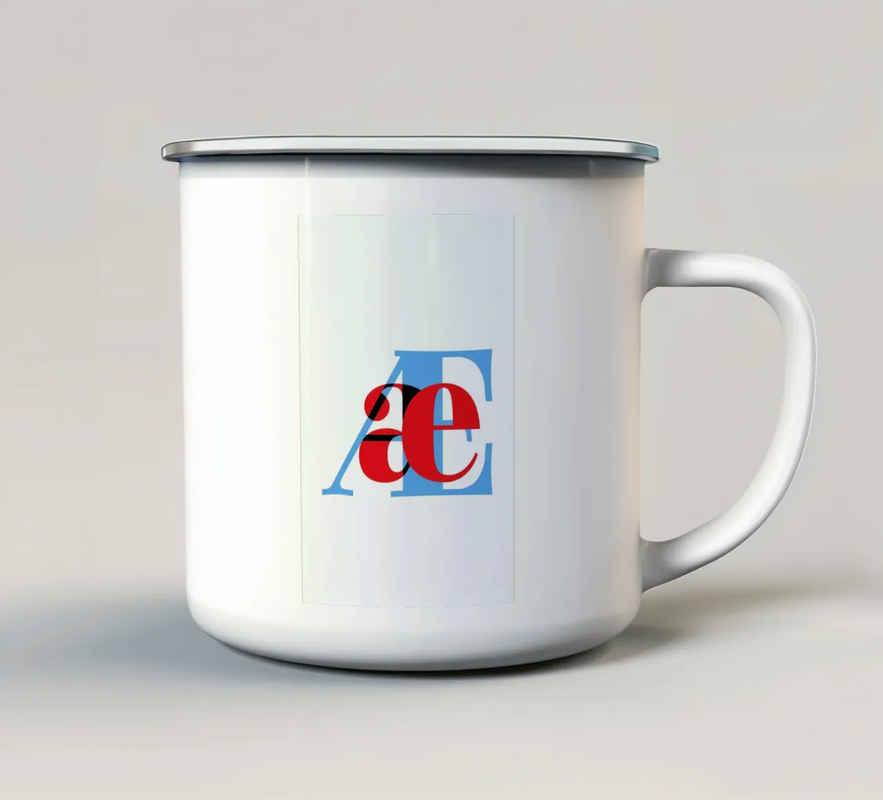 Cyan/Red Æ enamel mug by Studio One