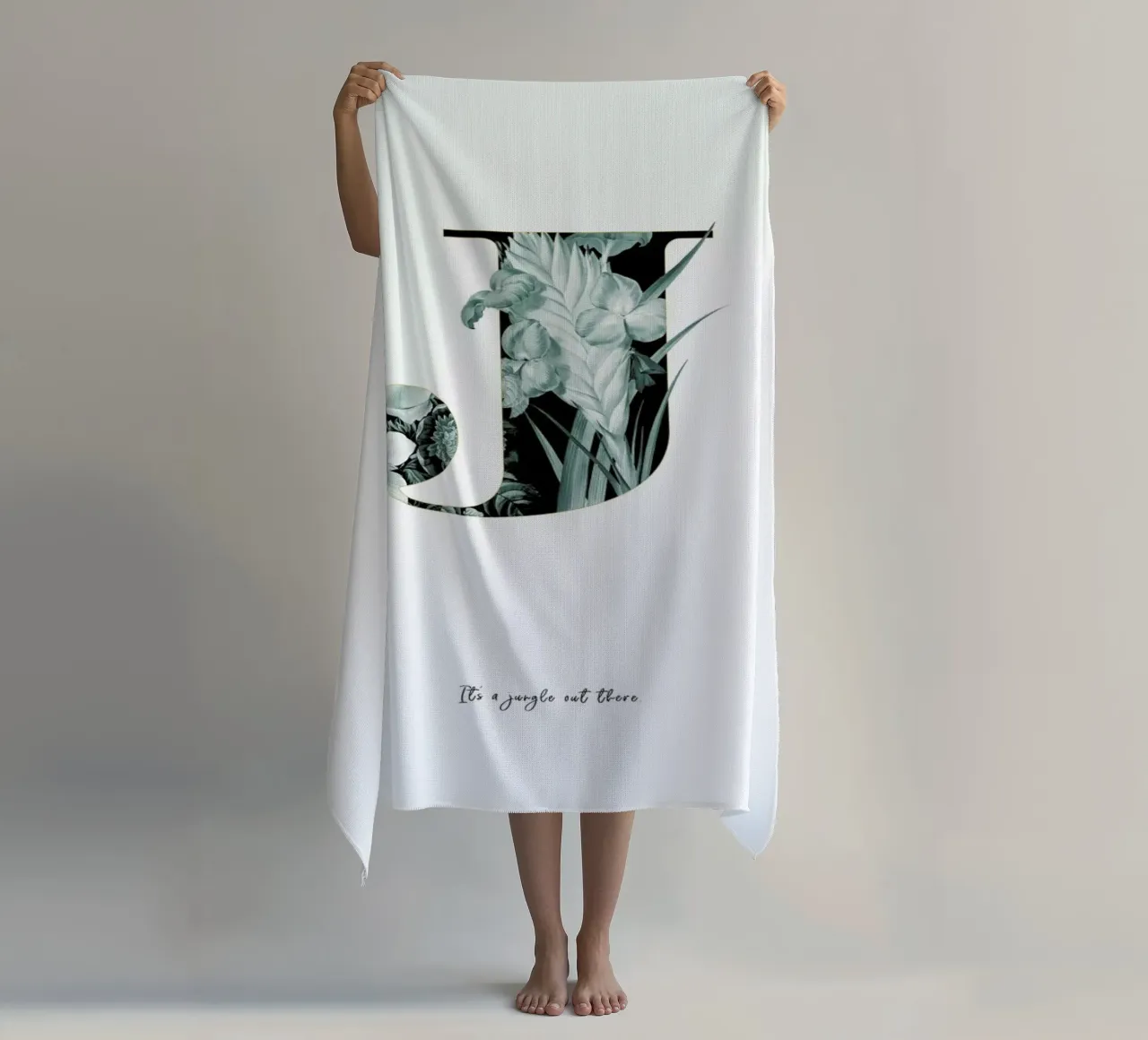 Flower Alphabet - J beach towel by Froilein Juno