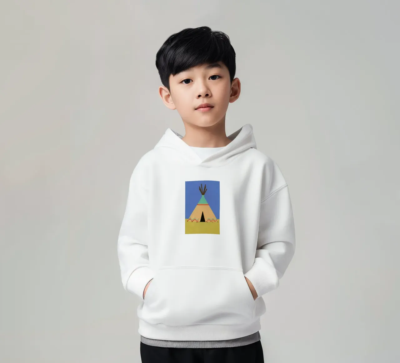 Tipi Green Red felpa bambino con cappuccio da Rosi Feist