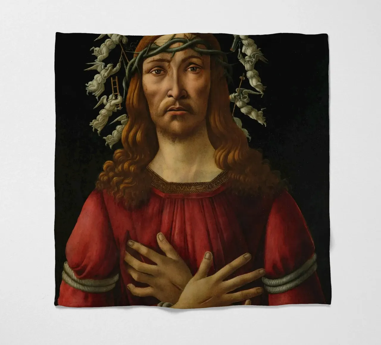 Sandro Botticelli - Christ as the man of sorrows fleece blanket by Timeless Artworks