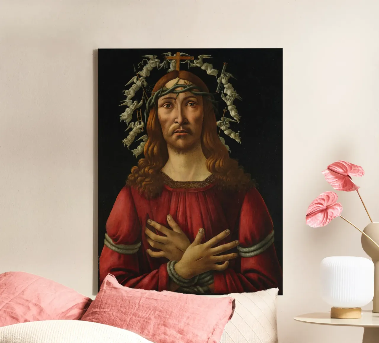 Sandro Botticelli - Christ as the man of sorrows canvas with Floater frame by Timeless Artworks