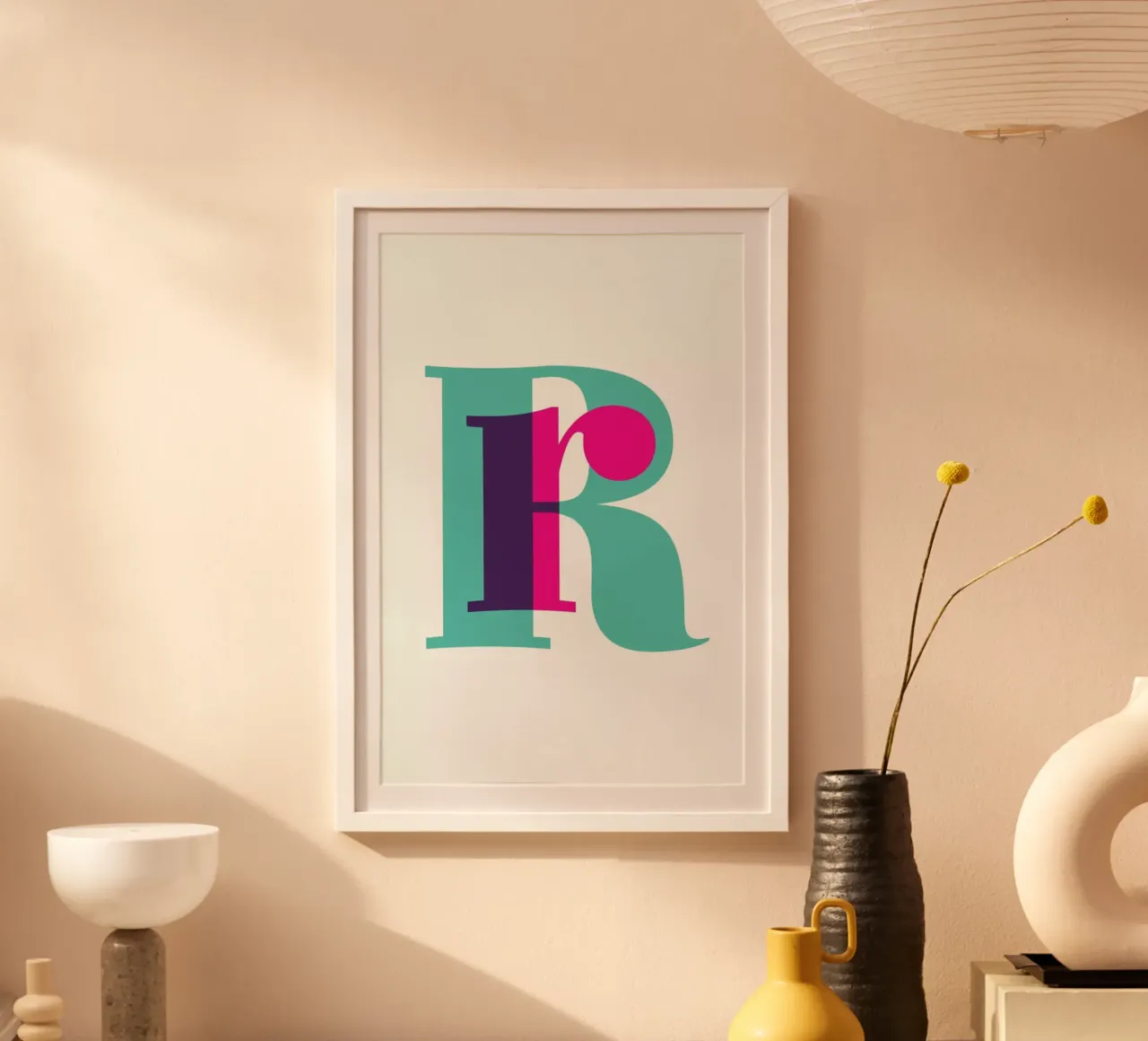 Magenta/Mint R poster con telaio in legno da Studio One
