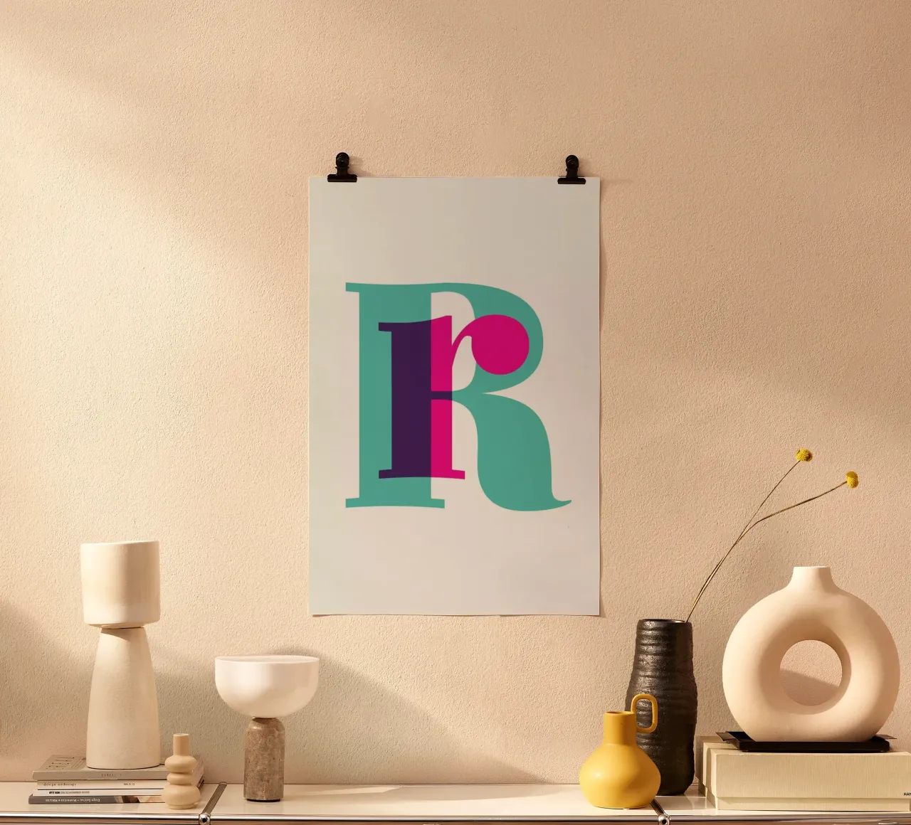 Magenta/Mint R poster con telaio in legno da Studio One