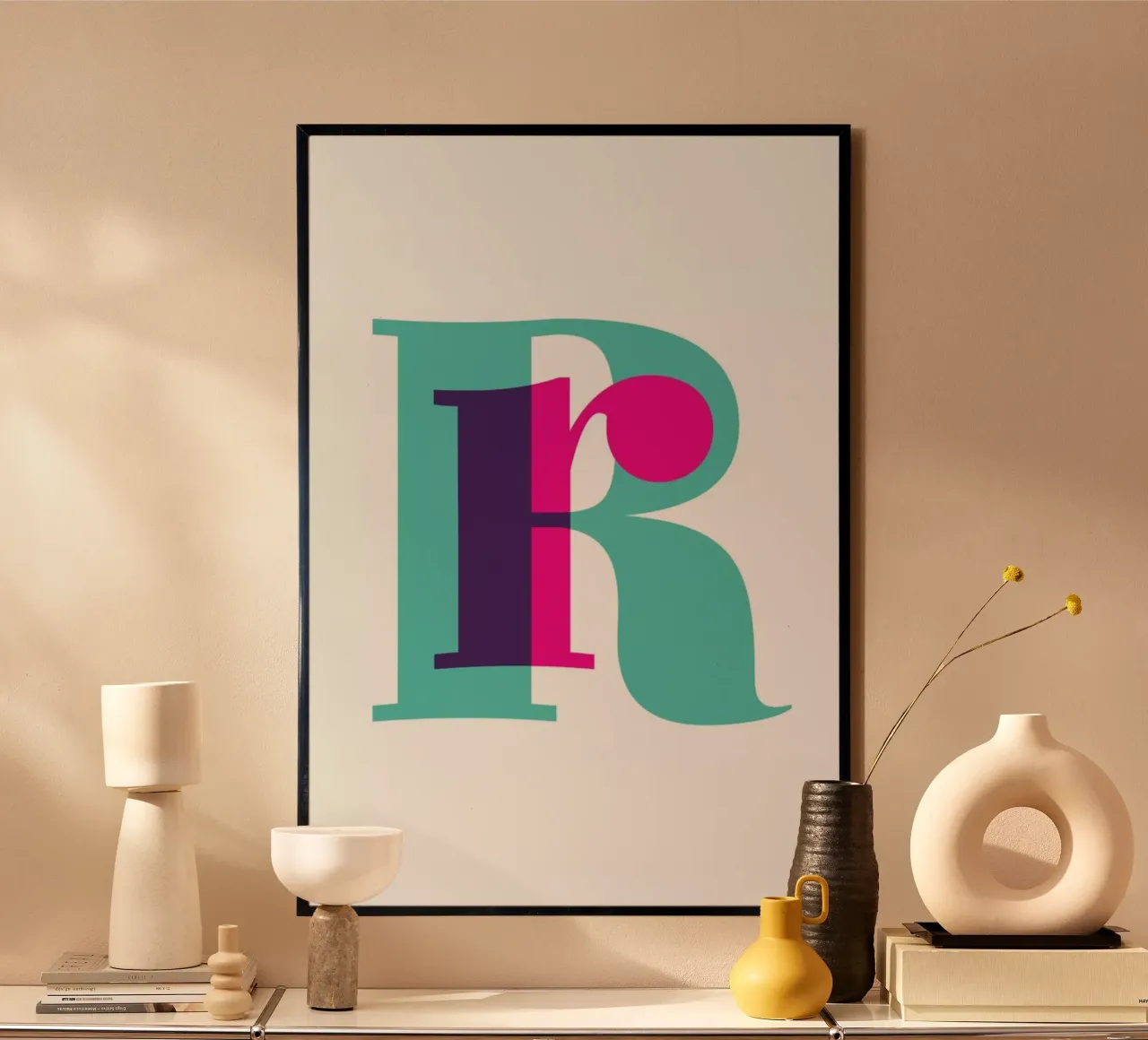 Magenta/Mint R poster con telaio in legno da Studio One
