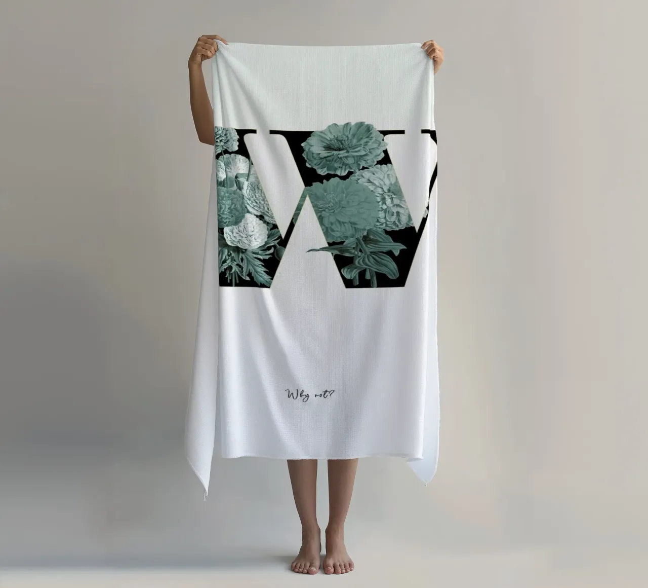 Flower Alphabet - W beach towel by Froilein Juno