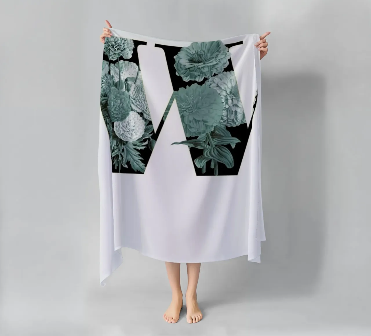 Flower Alphabet - W beach towel by Froilein Juno