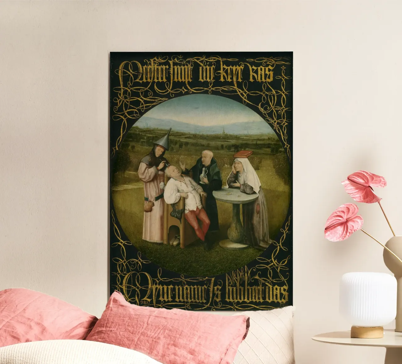 Hieronymus Bosch - L'estrazione della pietra della follia poster con telaio in plastica da William Store