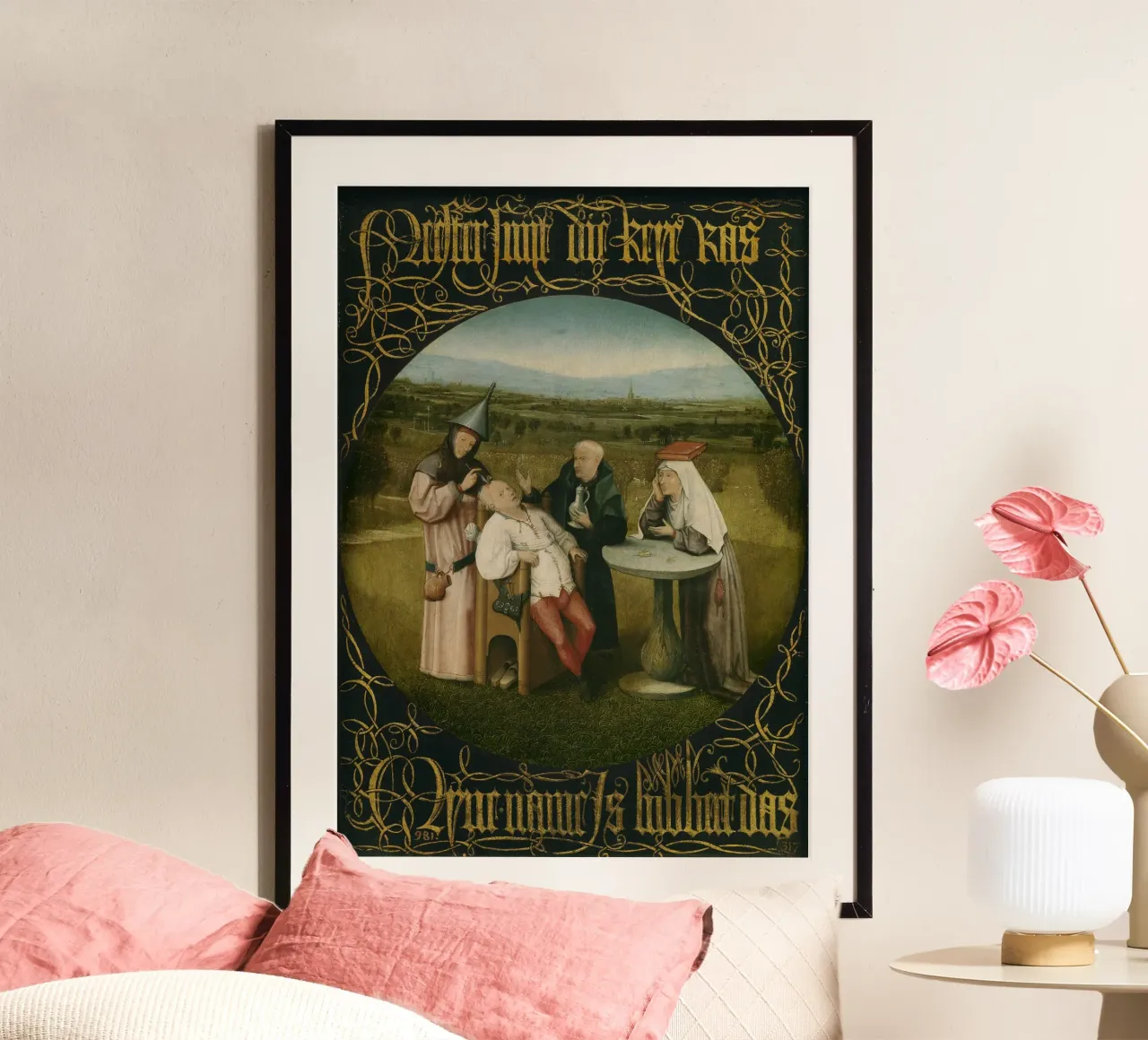 Hieronymus Bosch - L'estrazione della pietra della follia poster con telaio in plastica da William Store