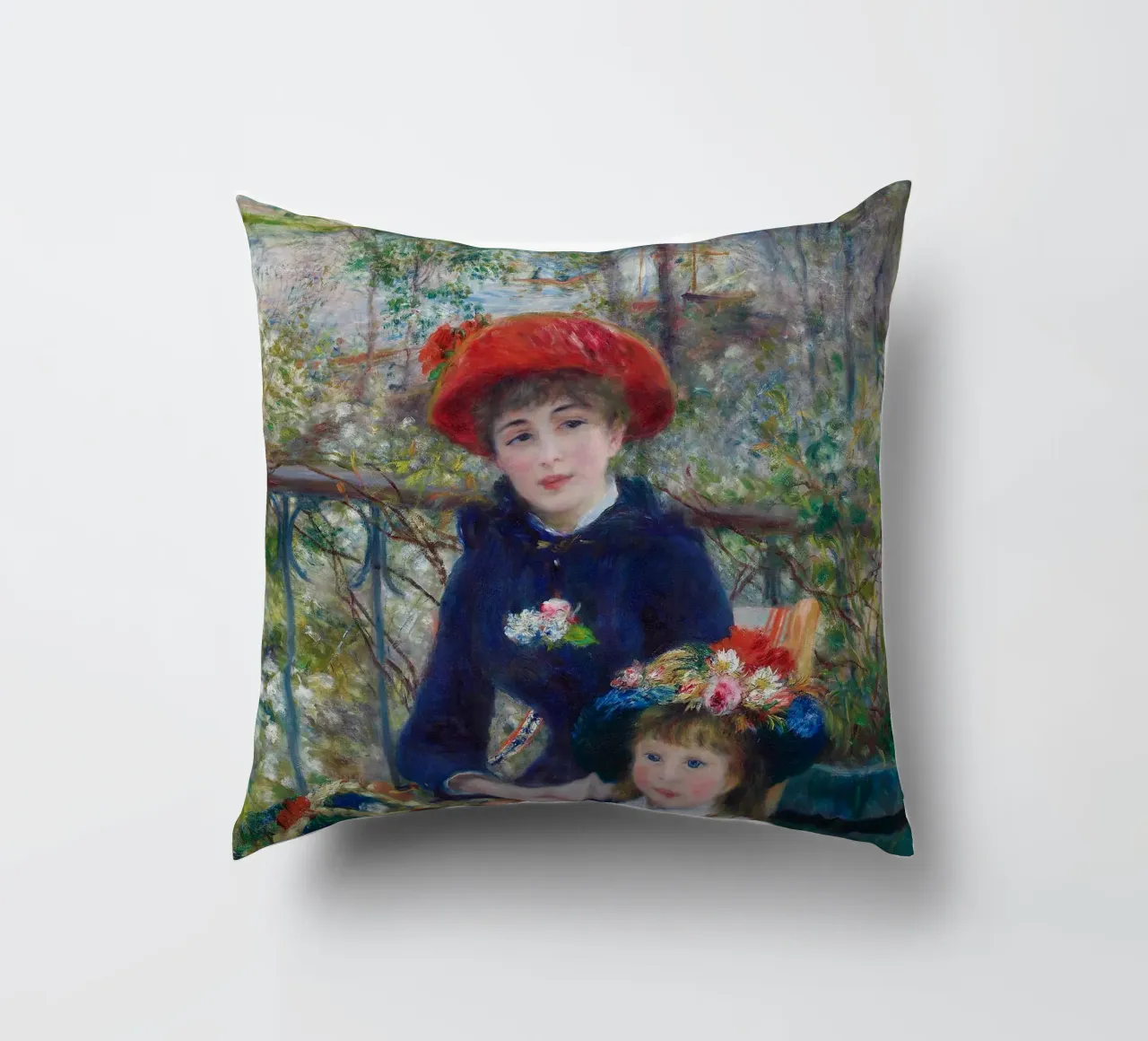 Pierre-Auguste Renoir - Due sorelle (sulla terrazza) cuscino da Timeless Artworks