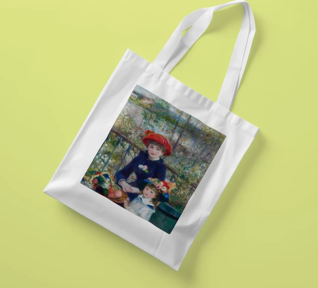 Pierre-Auguste Renoir - Due sorelle (sulla terrazza) borsa in juta da Timeless Artworks