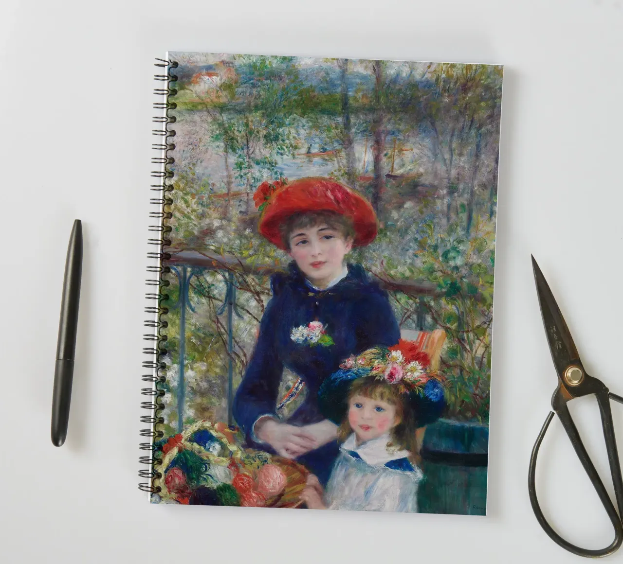Pierre-Auguste Renoir - Two Sisters (On the Terrace) spiral notebook by Timeless Artworks