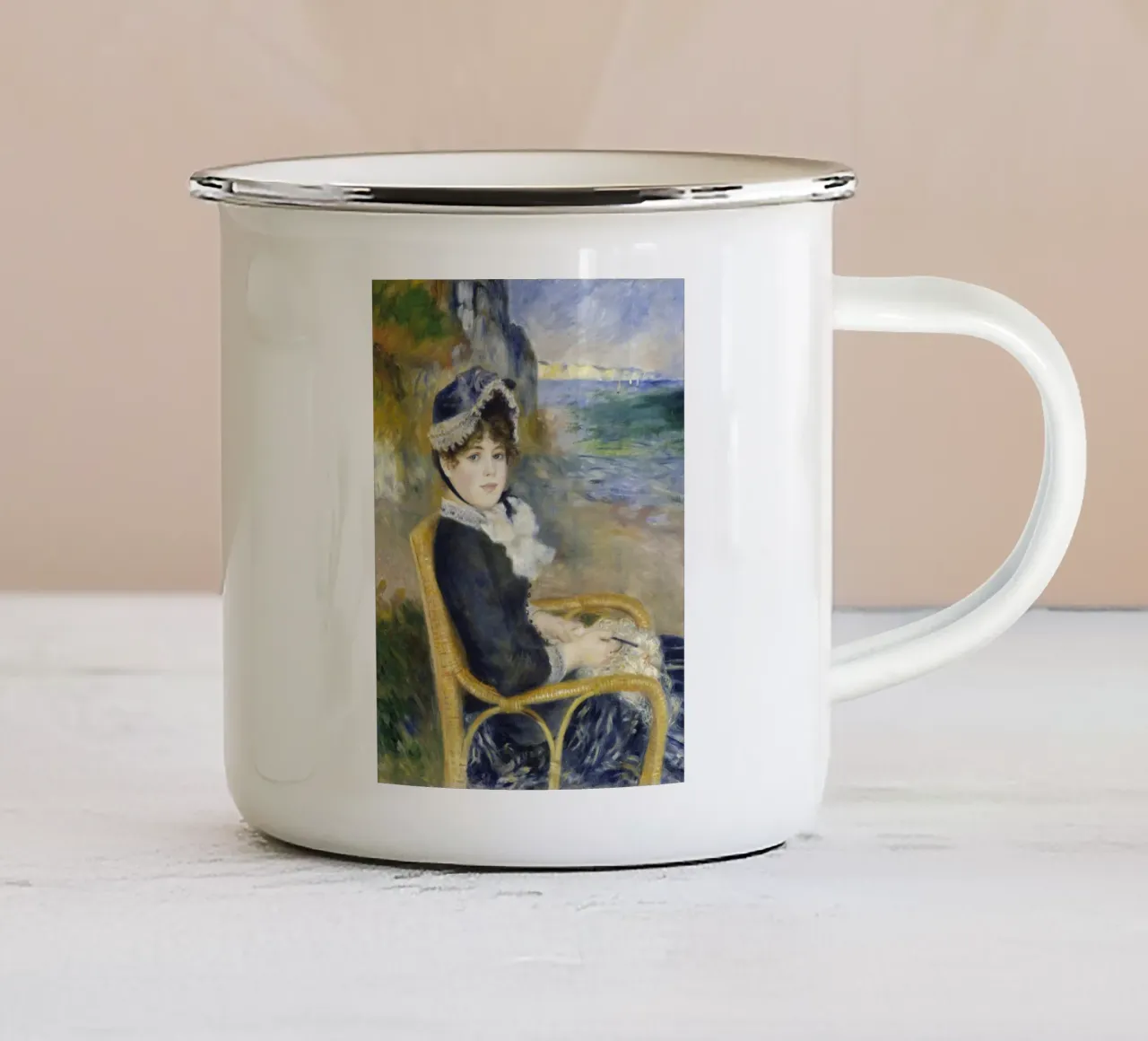 Pierre-Auguste Renoir - In riva al mare tazza in smalto da Timeless Artworks