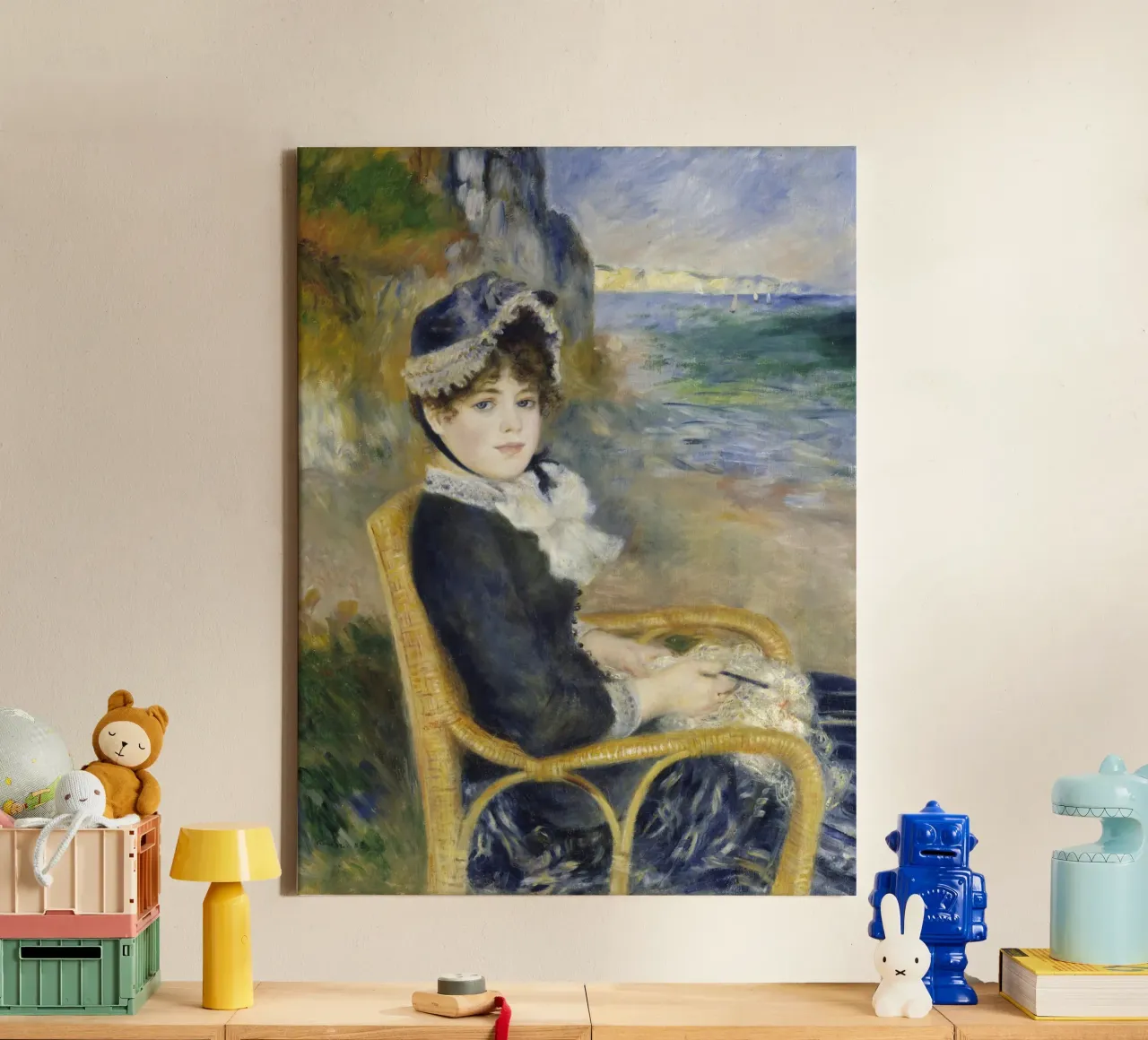 Pierre-Auguste Renoir - In riva al mare tela con Cornice a cassetta da Timeless Artworks