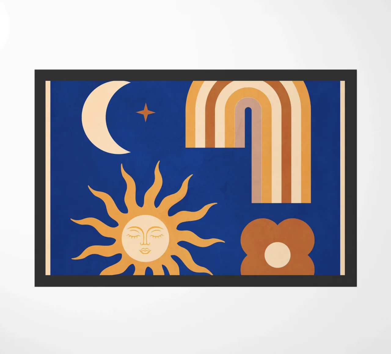 Astrazione geometrica minimale Arcobaleno, fiore, sole e luna zerbino da Gaite