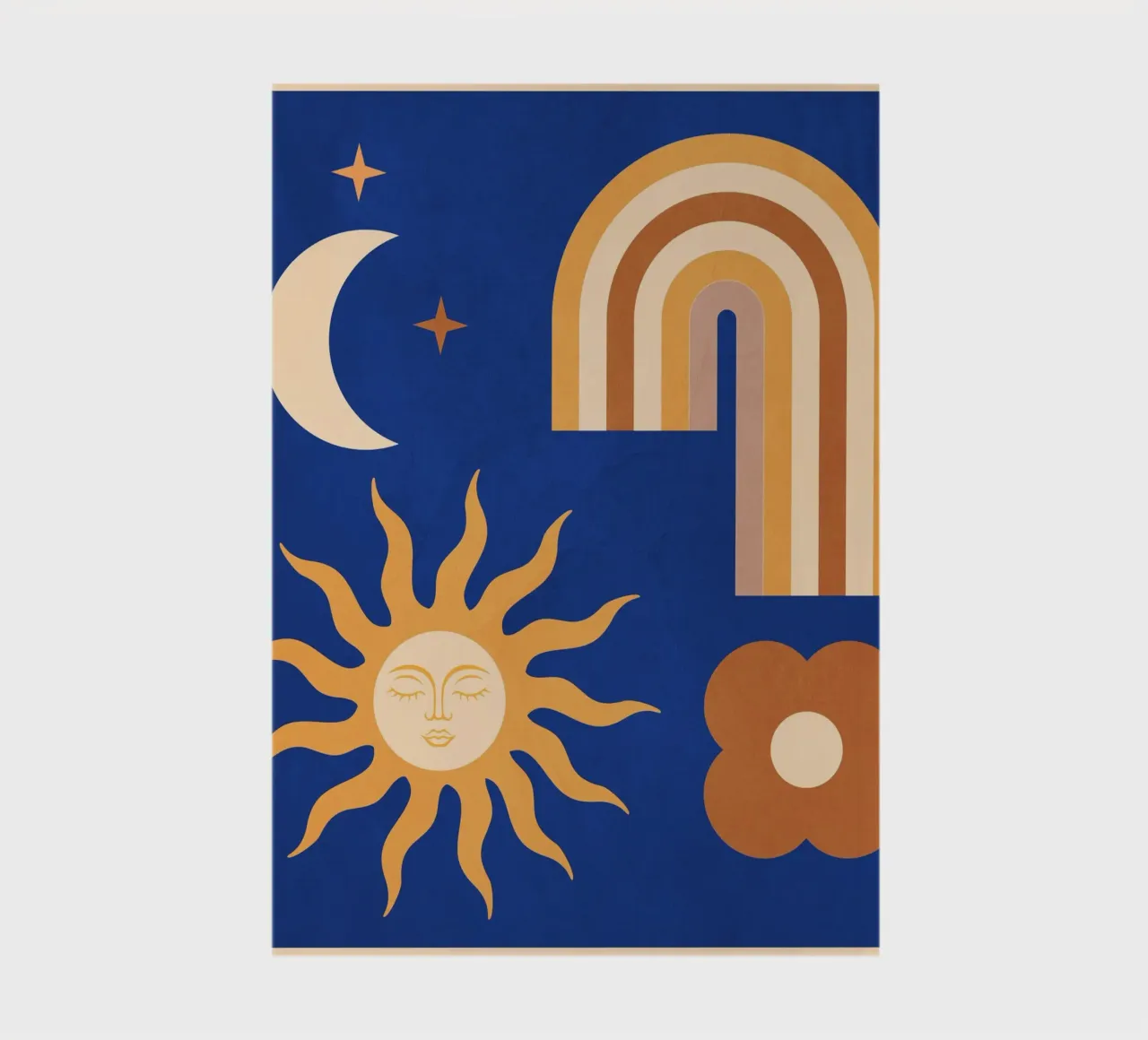 Minimal geometric abstraction Rainbow, Flower, Sun and Moon notebook by Gaite