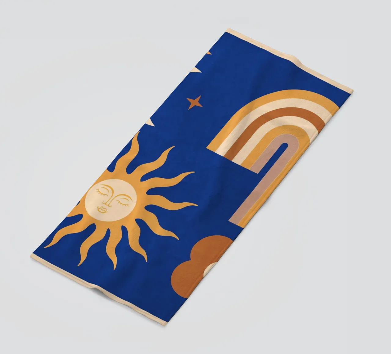 Astrazione geometrica minimale Arcobaleno, fiore, sole e luna telo mare da Gaite
