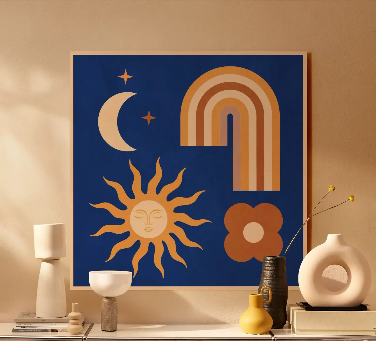 Astrazione geometrica minimale Arcobaleno, fiore, sole e luna plexiglass da Gaite