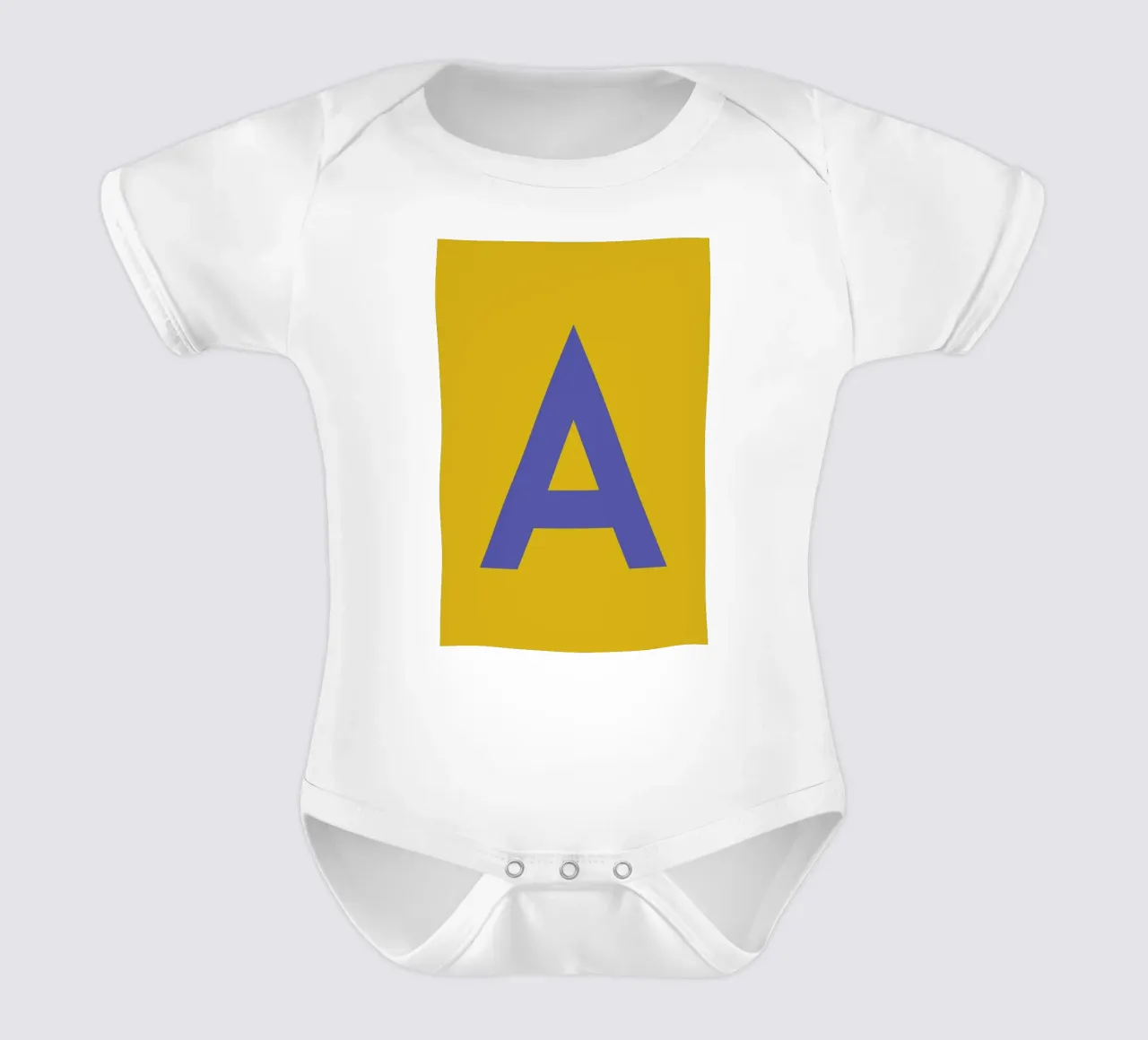Yellow Letter A short-sleeve baby romper by Studio One