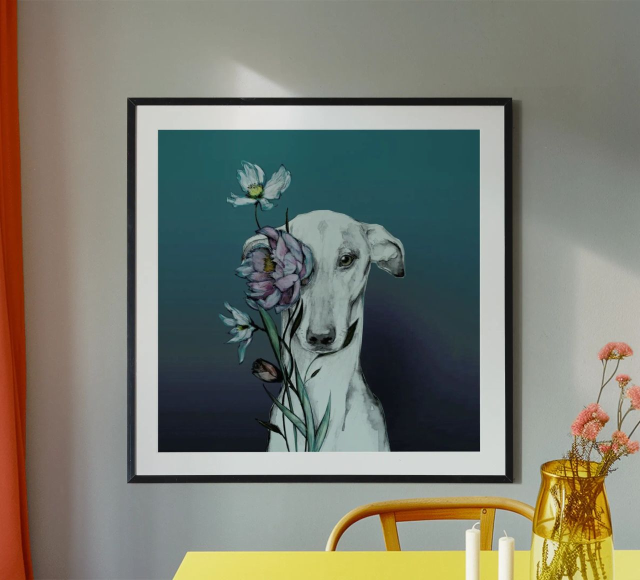 Greyhound Floro Blue poster by Susana Miranda ilustracion