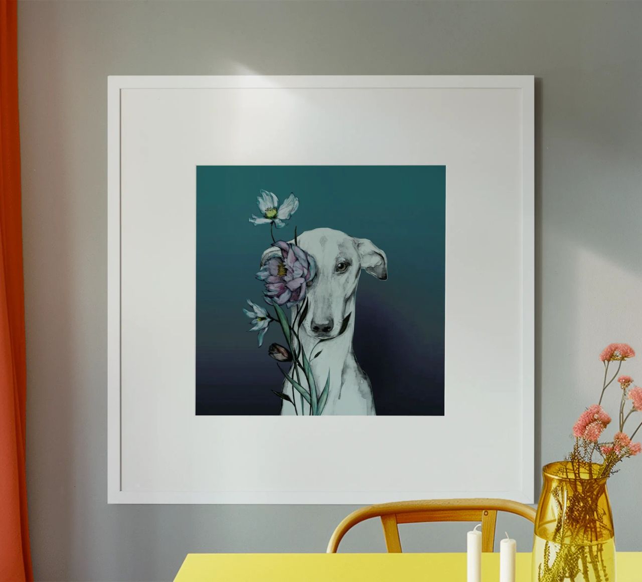 Greyhound Floro Blue poster by Susana Miranda ilustracion