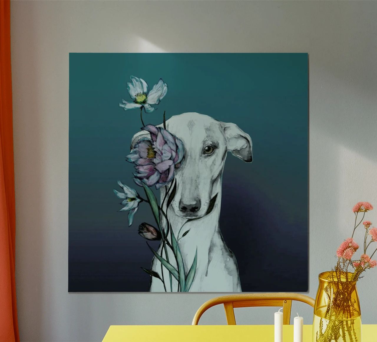 Greyhound Floro Blue poster by Susana Miranda ilustracion
