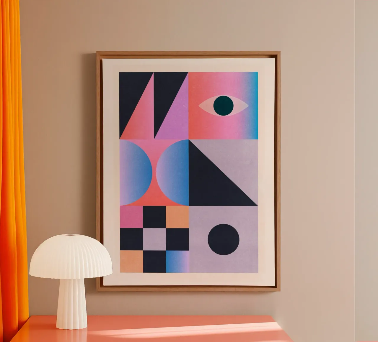 Geometric Abstraction 203 canvas with Floater frame by Gaite