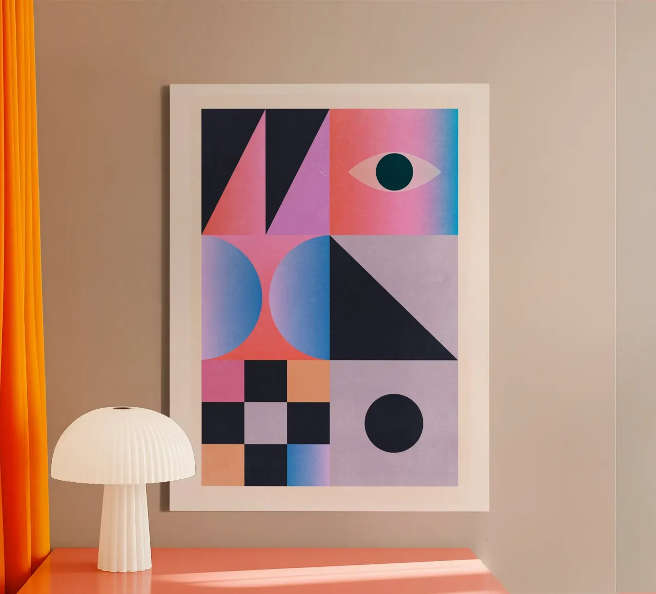 Geometric Abstraction 203 canvas with Floater frame by Gaite