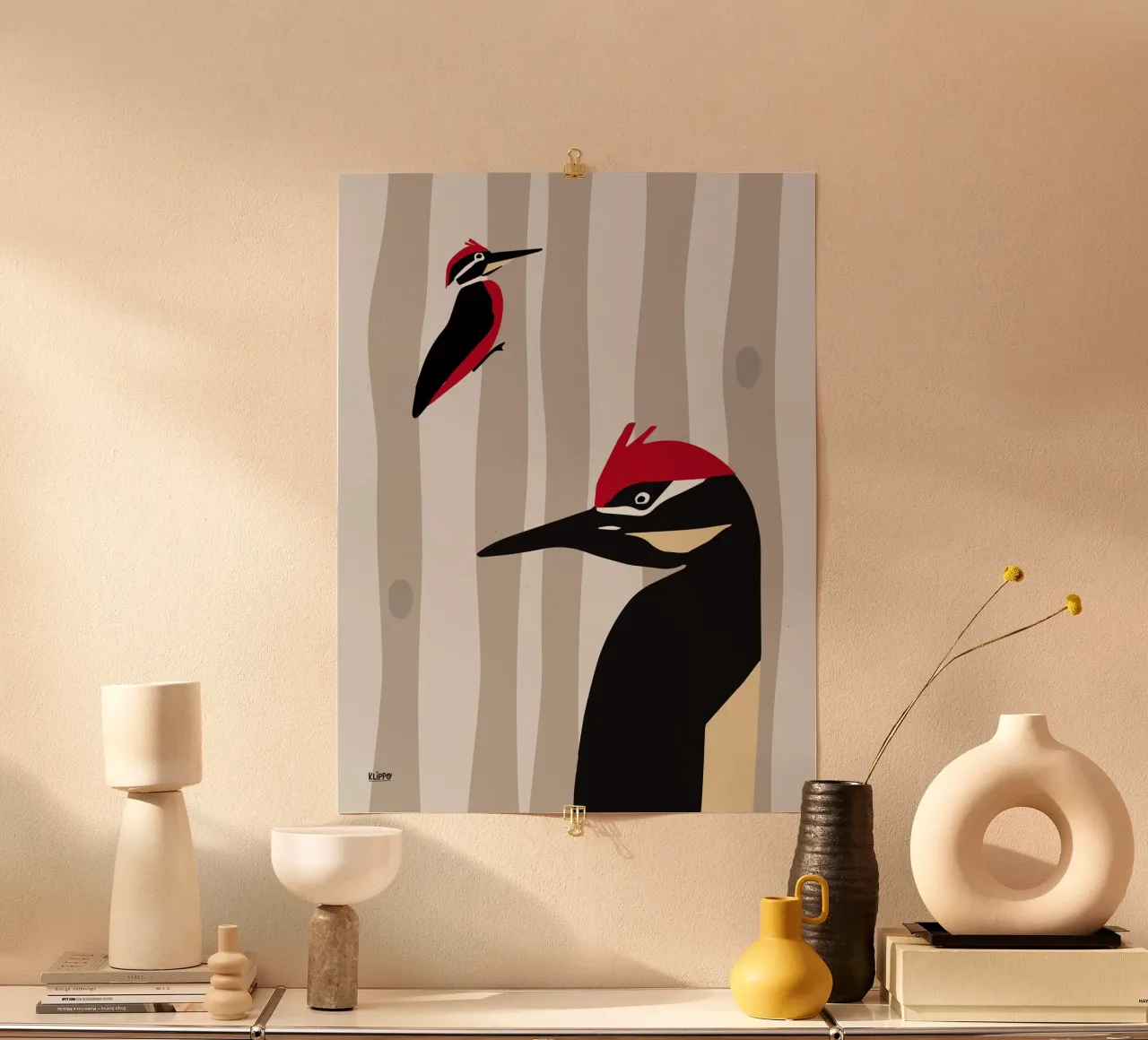 Woodpecker in the Woods poster met aluminium frame van Spunk