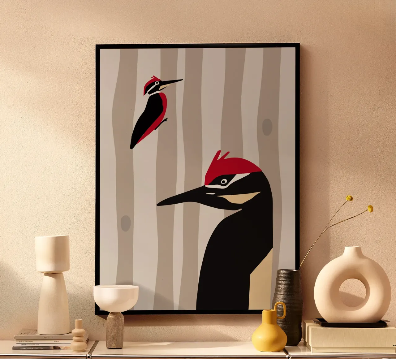 Woodpecker in the Woods poster met aluminium frame van Spunk