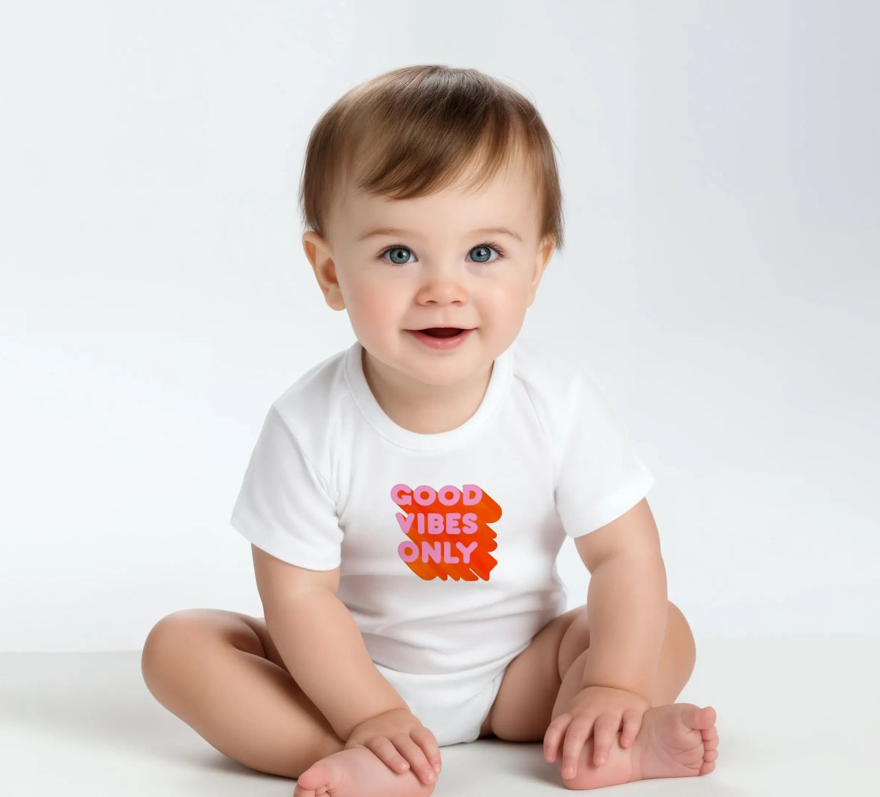 Retro "Good Vibes Only" Grafikdruck Kurzarm Babybody von showmemars