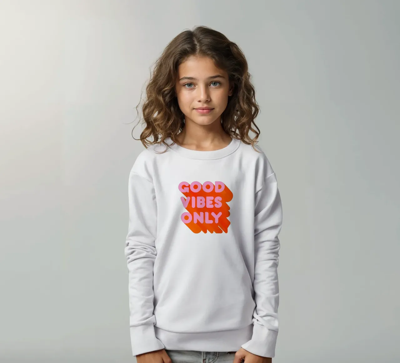 Retro "Good Vibes Only" Grafikdruck Kinder Sweatshirt von showmemars