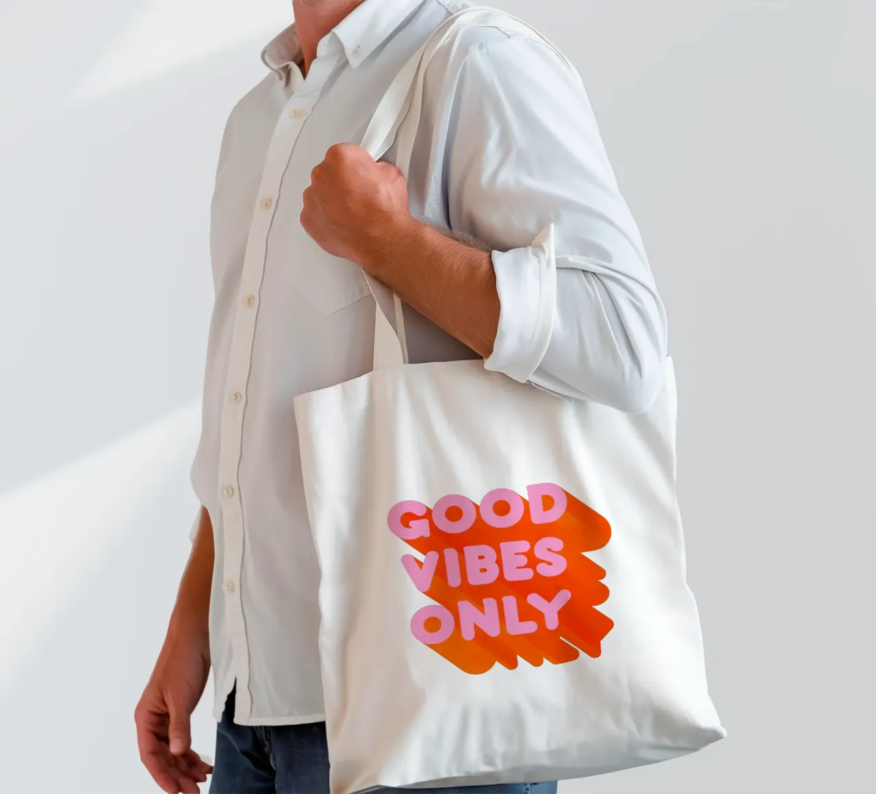 Retro "Good Vibes Only" Grafikdruck Jutebeutel von showmemars