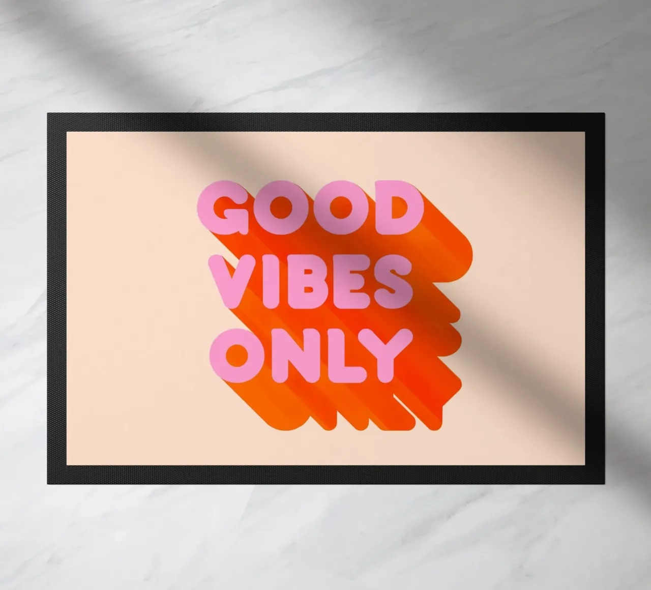Retro "Alleen goede vibraties" grafische print deurmat van showmemars