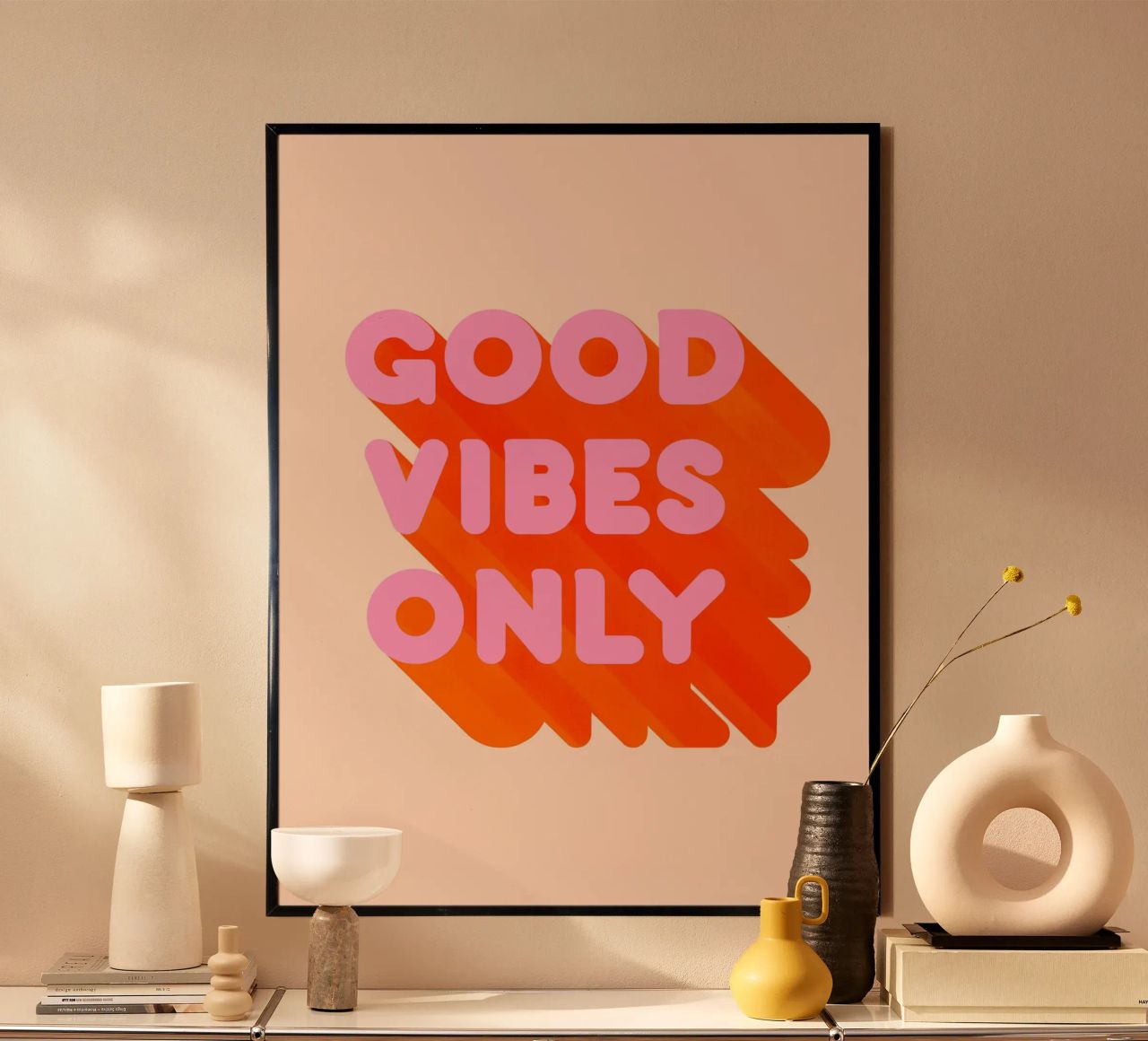 Retro "Good Vibes Only" Grafikdruck Hahnemühle von showmemars