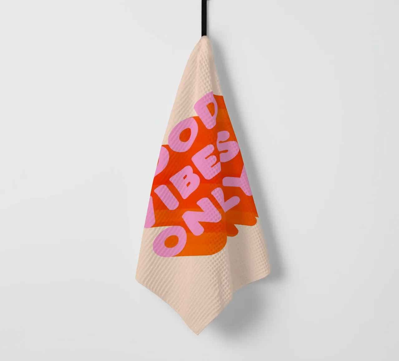 Imprimé graphique rétro "Good Vibes Only" (uniquement les bonnes vibrations) torchon de showmemars