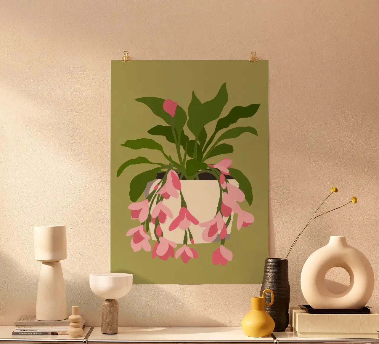 Pianta da fiore poster con telaio in alluminio da Seren Liodra