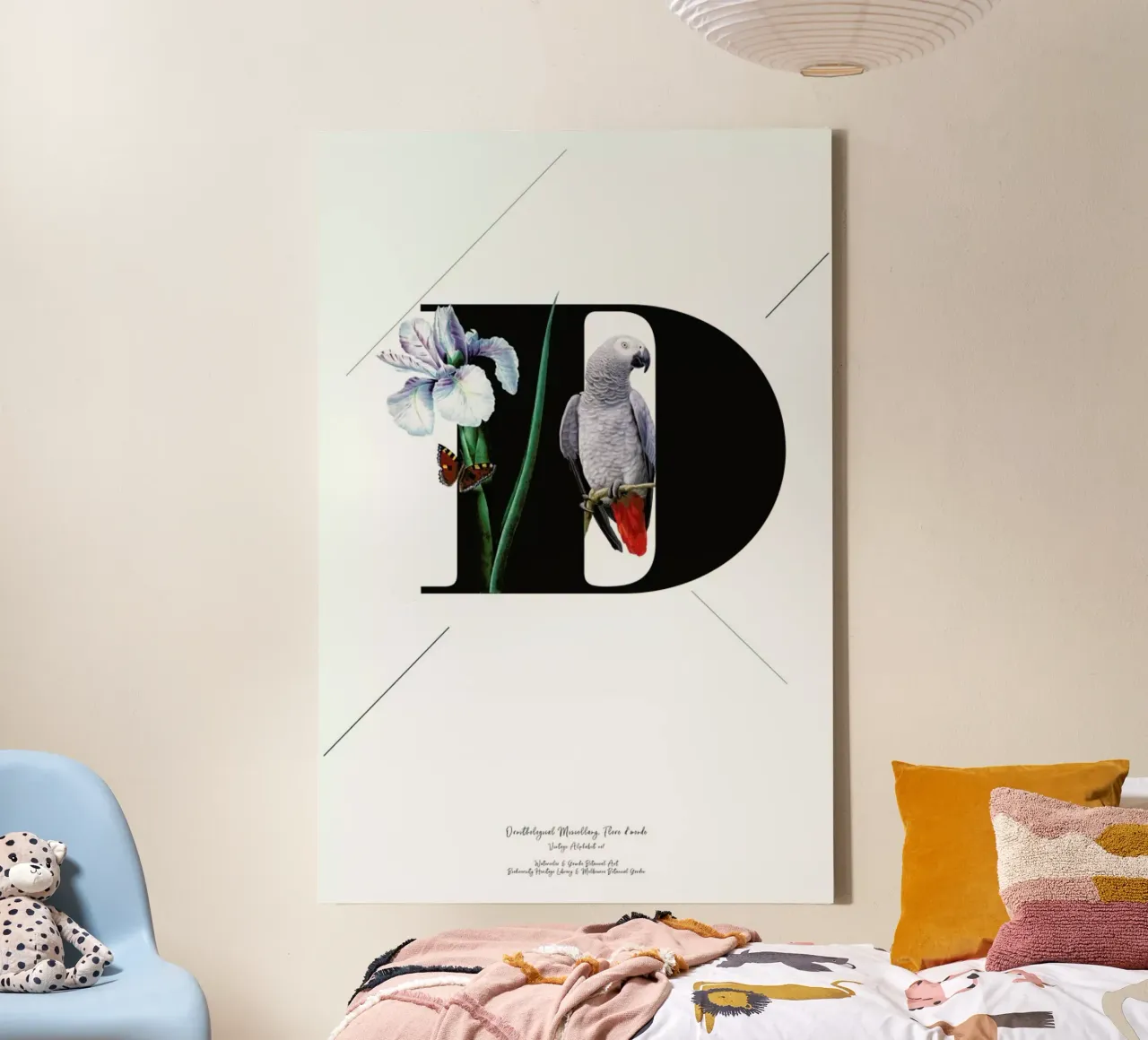 Botanical Alphabet - D tela con Cornice a cassetta da Froilein Juno