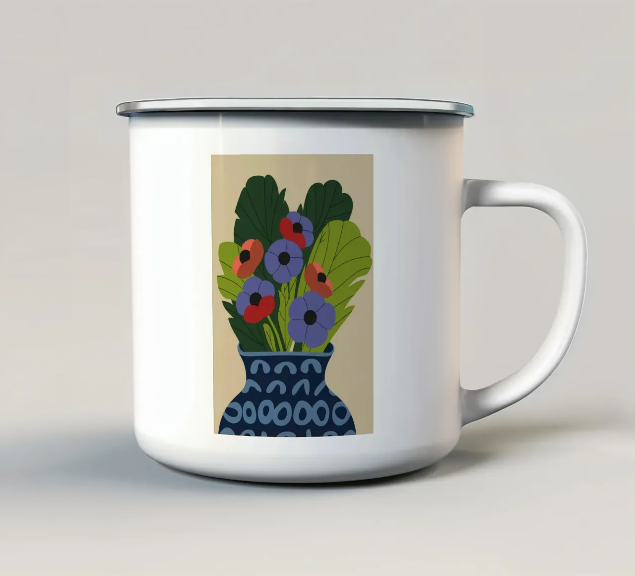 Vaso floreale tazza in smalto da Seren Liodra