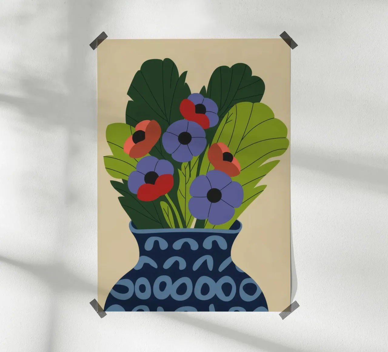 Vaso floreale poster con telaio in plastica da Seren Liodra