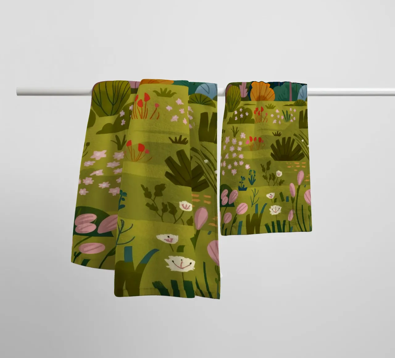 Garden Scene towel by Seren Liodra