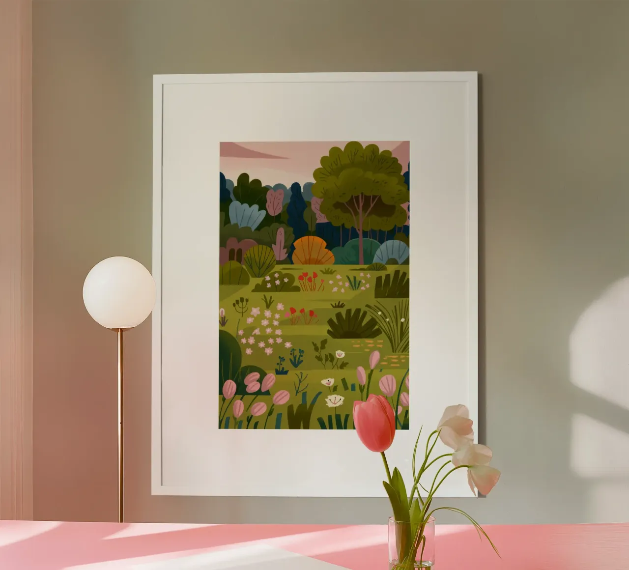 Scena di giardino poster con telaio in plastica da Seren Liodra
