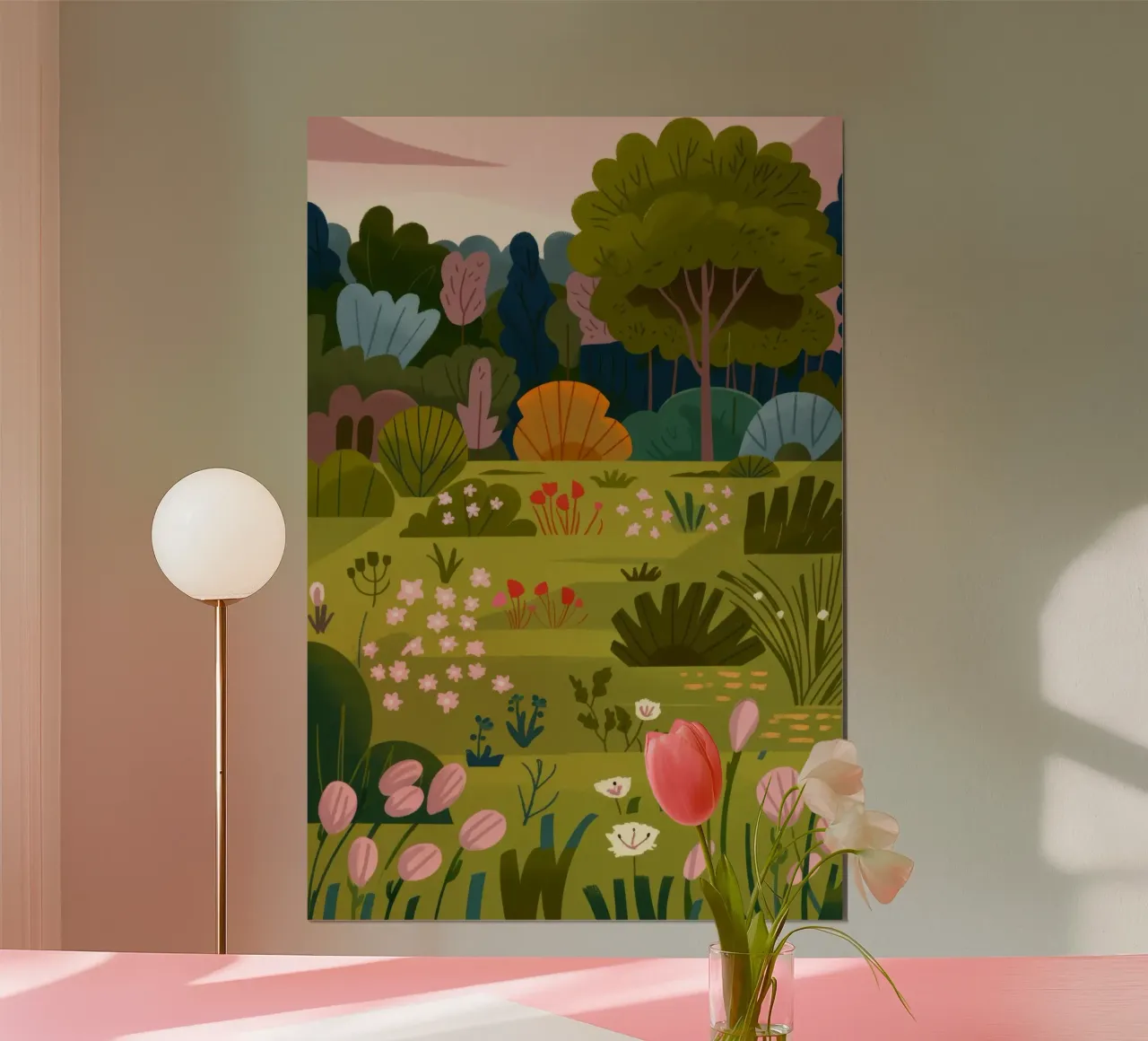 Scena di giardino poster con telaio in plastica da Seren Liodra