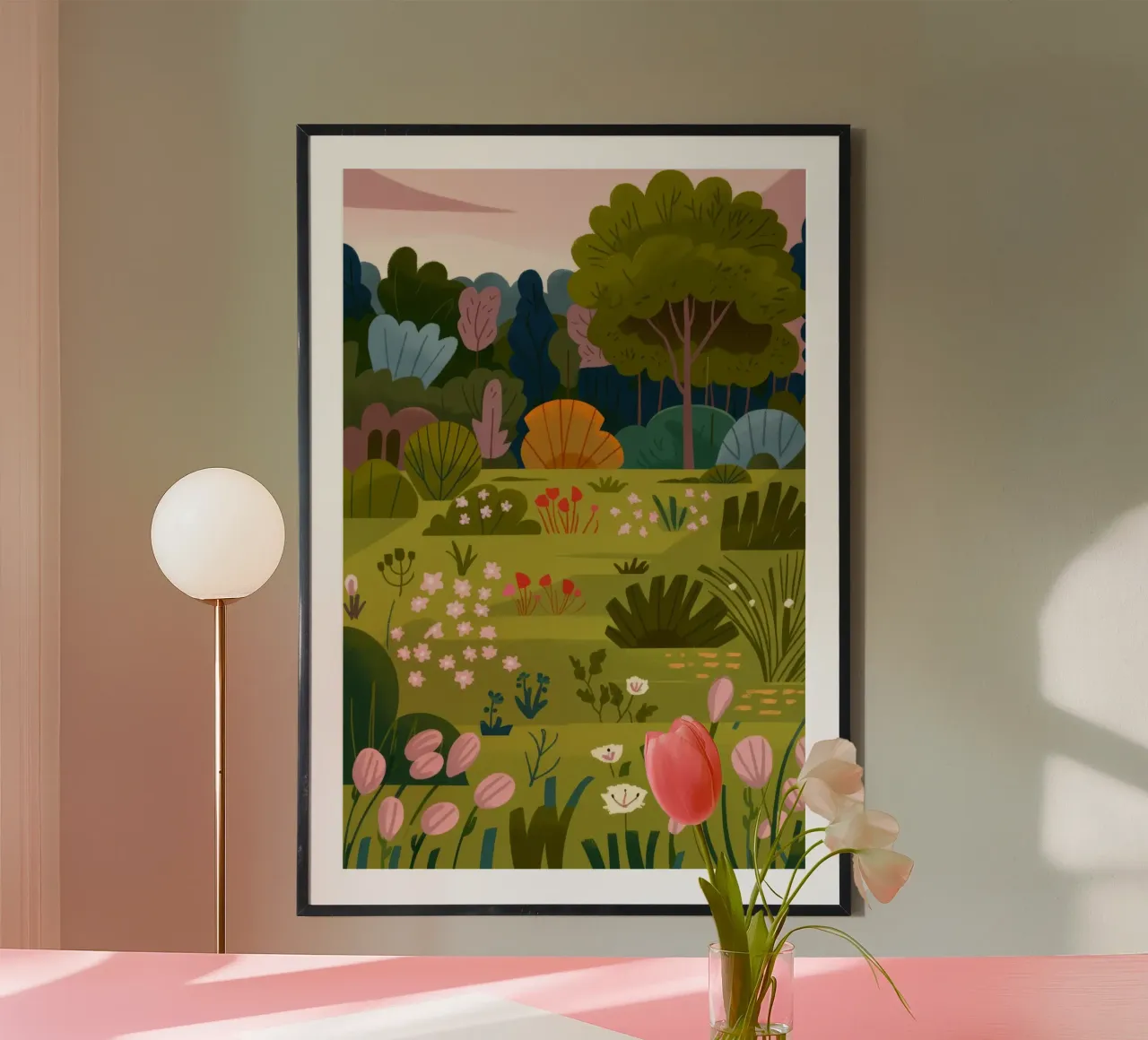 Scena di giardino poster con telaio in plastica da Seren Liodra