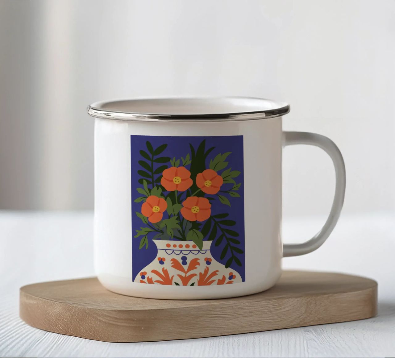Vaso blu tazza in smalto da Seren Liodra