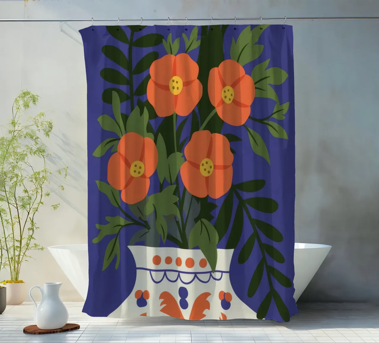 Blaue Vase Duschvorhang von Seren Liodra