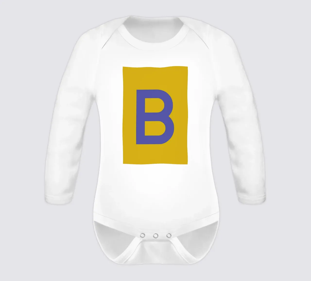 Yellow Letter B long-sleeve baby romper by Studio One