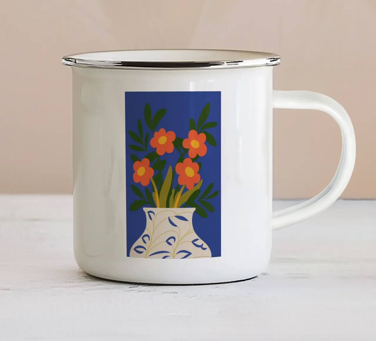 Fiori rosa tazza in smalto da Seren Liodra